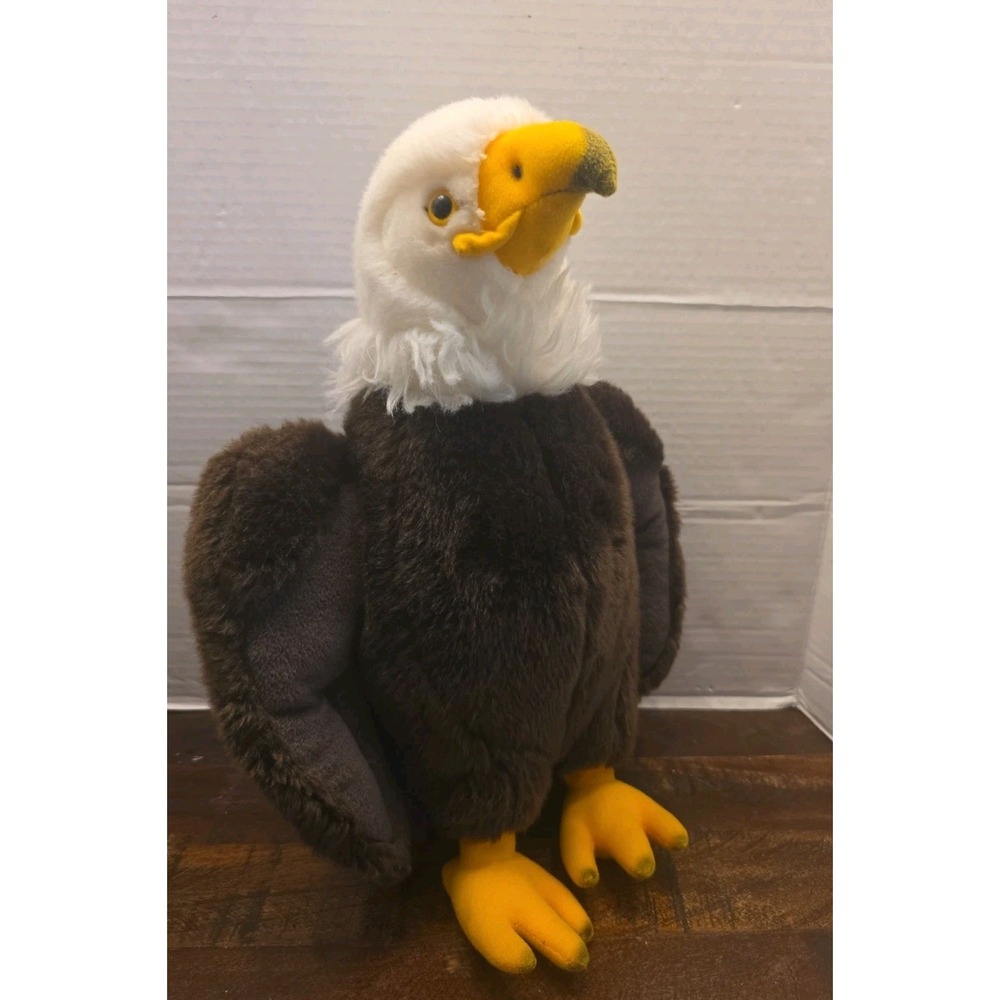 FAO Schwarz American Bald Eagle 14" Plush Stuffed Animal Brown Gold White 2015